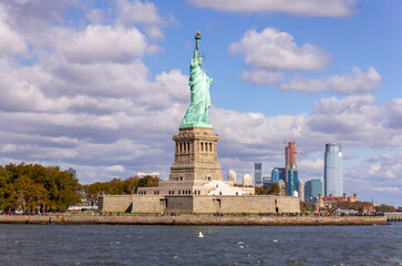 The Liberty Statue, NY, USA with New York City in the background