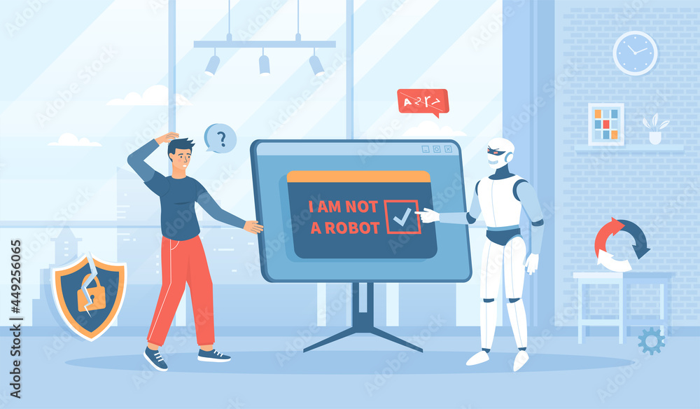 Poster bypass captcha, anti captcha, solving service, ai. robot clicking on captcha - i am not a robot. fla