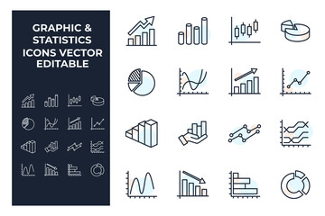 set of Graphic and Statistics elements symbol template for graphic and web design collection logo vector illustration