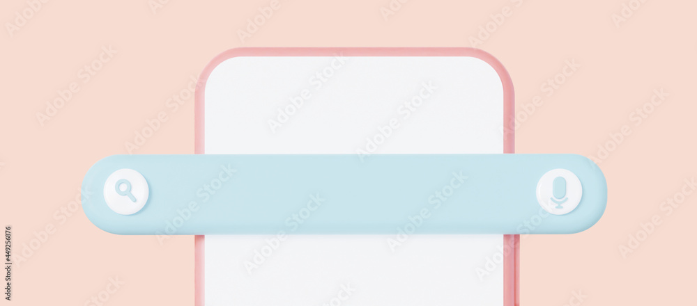 Aufkleber search engine bar on smartphone. searching information in internet. 3d rendering