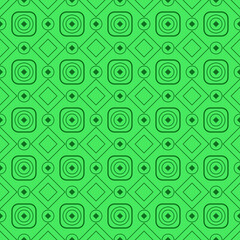 Seamless pattern created by many squares and circles set to tiles pattern