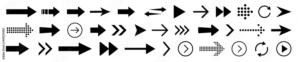 Poster arrow icon vector set. arrow icon. black arrows collection isolated. simple arrows. vector illustrat