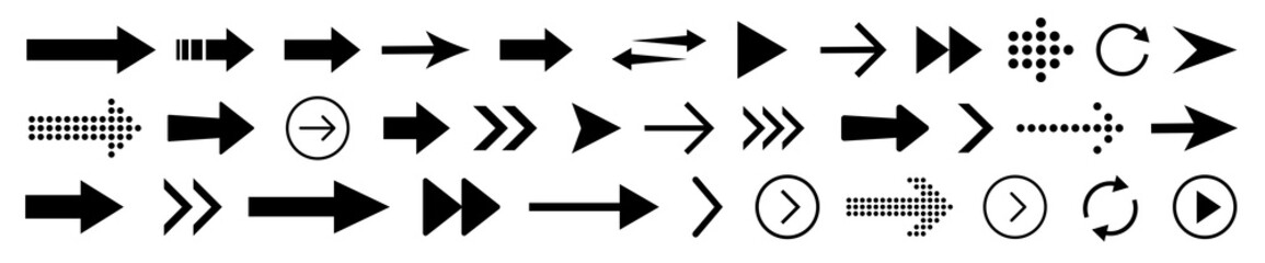 Arrow icon vector set. Arrow icon. Black arrows collection isolated. Simple arrows. Vector illustration