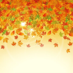Autumn Background with Falling Leaves.