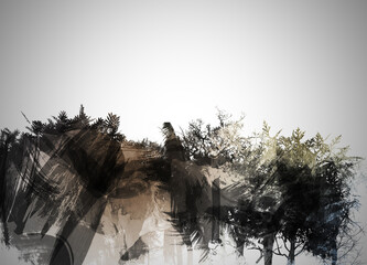 abstract colorful watercolor background with paint smears spash and stripes