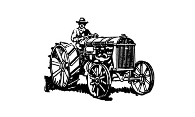 Fototapeta na wymiar Illustration of Man on Tractor