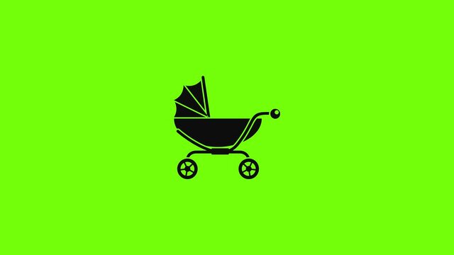 Classic baby pram icon animation