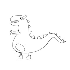 funny dinosaur. Vector illustration. Isolated. Coloring pages for adults and children. Cartoon. Hand-drawn doodle style. Can be used in your projects in banners and posters.