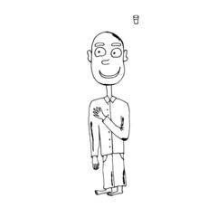 kind person smiles. Vector illustration. Isolated. Coloring pages for adults and children. Cartoon. Hand-drawn doodle style. Can be used in your projects in banners and posters.