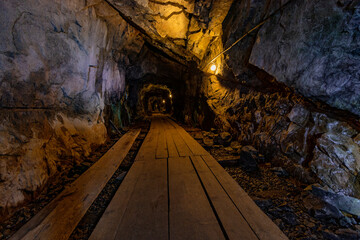 View of Kleva Gruva old mine shaft tunnel, Vetlanda, Sweden