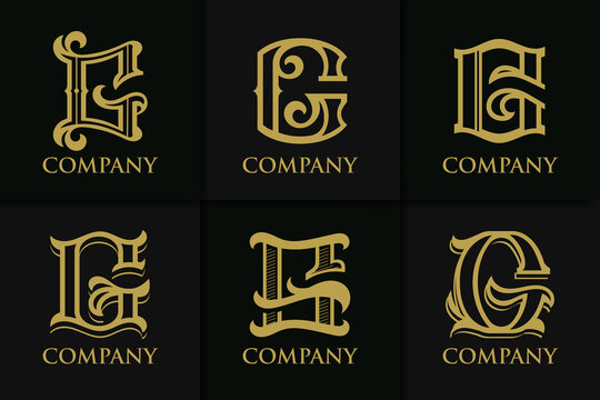 Set monogram letter g vintage collection