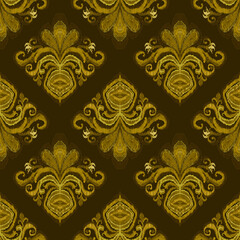 Colorful ikat pattern in vintage style. Elegant ethnic background. Hand drawn oriental art. Seamless geometric vintage texture.	