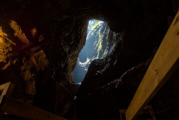 View of Kleva Gruva old mine shaft tunnel, Vetlanda, Sweden