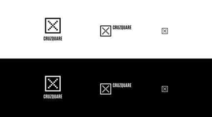 Cruzquare Square Logo concept - modern minimalist - black and white