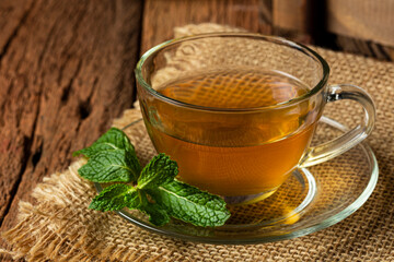 Cup of tea on the table.
