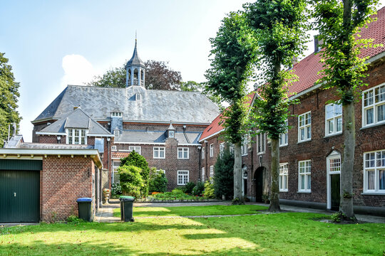 Uden. The courtyard of the Birgittine monastery, or Abbey "Maria Refugie" in Uden, exudes calmness and peacefulness. Netherlands, Holland, Europe