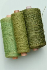 Photo of threads in different shades of green