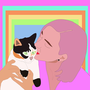 mujer y su gato