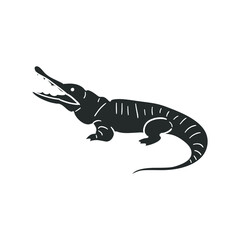 Cocodrile Icon Silhouette Illustration. Animal Reptile Vector Graphic Pictogram Symbol Clip Art. Doodle Sketch Black Sign.