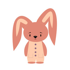 Postcard with a cute bunny. Isolated on white background