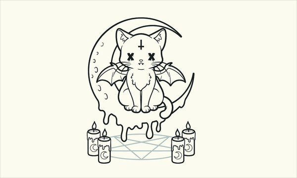 Pastel goth Cat Coloring Page