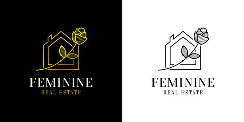 Feminine real estate luxury logo design.