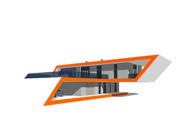 Fototapeta premium modern house architectural drawings 3d illustration