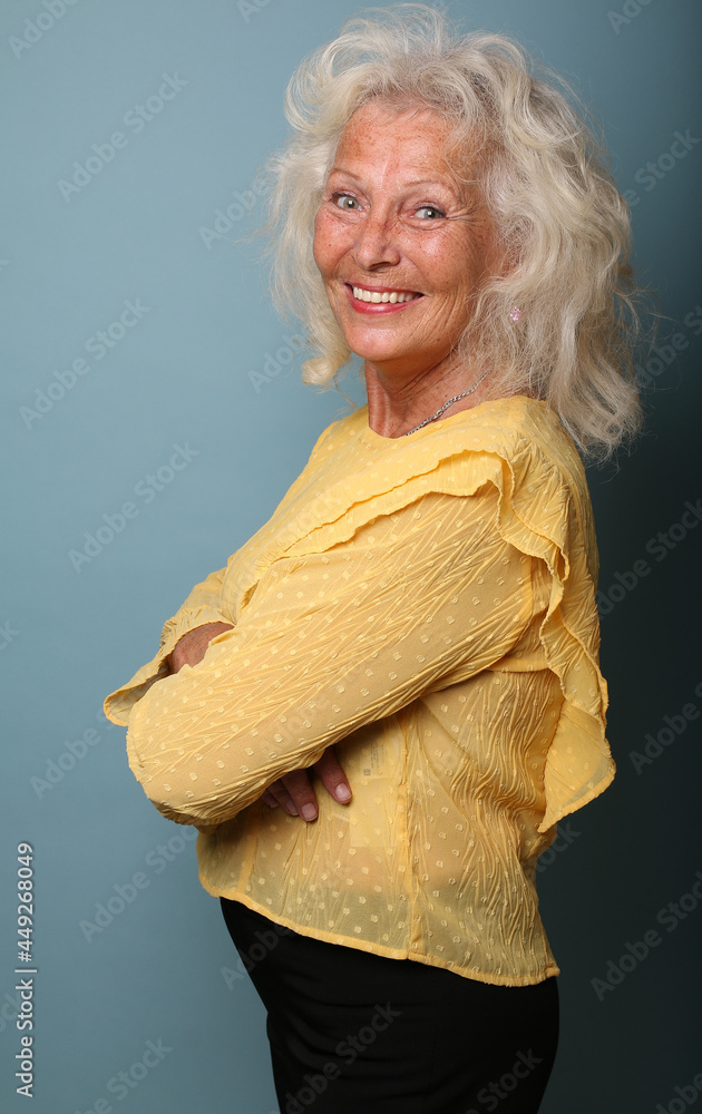 Poster Beautiful woman in front of a white background