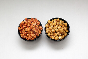 Two Popcorn Options - Chili and Caramel Ready-to-Eat Along with Movie-Watching Drinks

