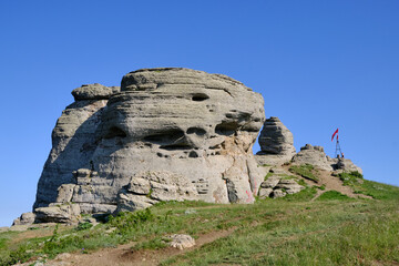 Rocks on the top of Mount Alenga. Demerdzhi mountain range, Crimea.