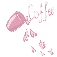 illustration of a cup of coffee from which flow drops in the form of a family
