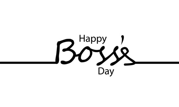Linear calligraphy for happy boss day, vector art illustration.