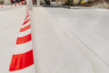 Waterproofing and insulation at construction site, waterproofing membrane preventing water...