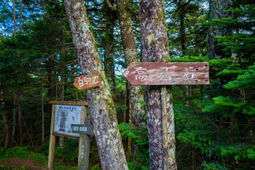 長野県南佐久郡の八ヶ岳のニュウの登山動の風景 Nyu, Yatsugatake, Minamisaku-gun, Nagano Prefecture, Japan.