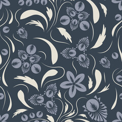 Folk flowers pattern Floral surface design Seamless pattern