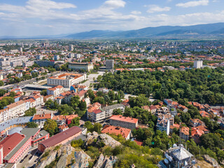Fototapeta na wymiar Aerial view of center of City of Plovdiv, Bulgaria