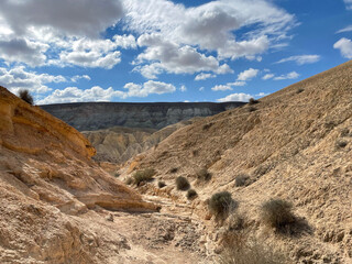 Wadi Hawarim - a dry bed among the mountains in the Negev desert