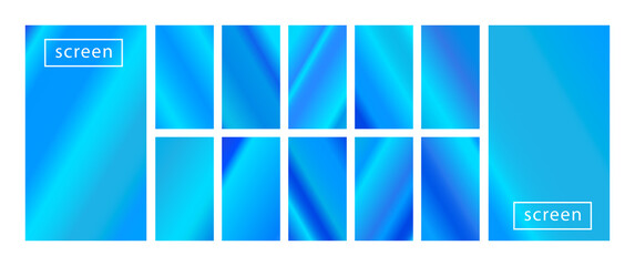 Fototapeta premium Mobile screen lock display collection of colorful backgrounds in trendy neon colors. Modern screen vector design for mobile app. Soft color abstract pastel holographic gradients. Swatches for design
