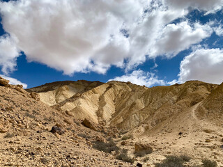 Wadi Hawarim - a dry bed among the mountains in the Negev desert