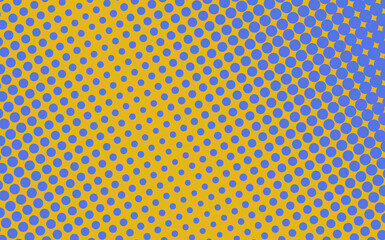 Pop art creative concept colorful comics book magazine cover. Polka dots yellow and blue background. Cartoon halftone retro pattern. Abstract dotted design for poster, card, banner, empty bubble