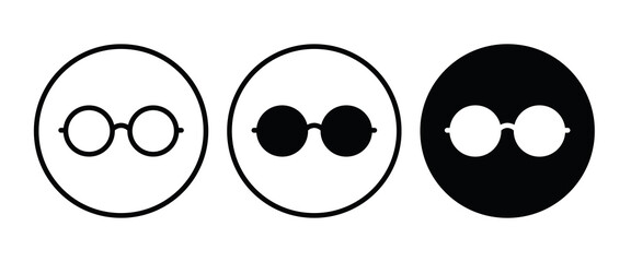 Round Glasses icon, Eyeglasses button, vector, sign, symbol, logo, illustration, editable stroke, flat design style isolated on white