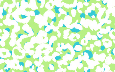 Abstract modern leopard seamless pattern. Animals trendy background. Green and white decorative vector stock illustration for print, card, postcard, fabric, textile. Modern ornament of stylized skin