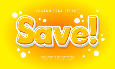 Obraz premium Save comic editable text style effect with yellow color