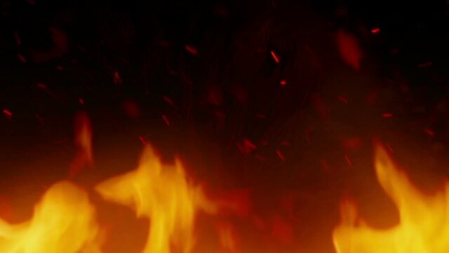 Devil Concept Of Huge Red Eyed Beast In Fire