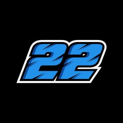 Racing number 22 logo on black background