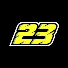 Racing number 23 logo on black background