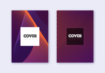 Hipster cover design template set. Violet abstract