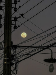 moon and power lines