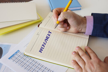Business concept about PREPAYMENT with inscription on the screen.