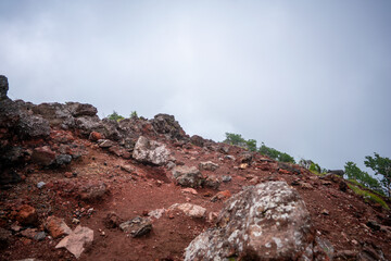 栃木県日光市の男体山に登山している風景  A view of climbing Mt. Ottai in Nikko City, Tochigi Prefecture. 